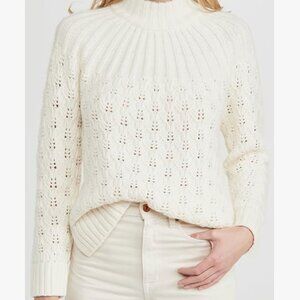 Madewell Pointelle Stitch-Mix Mockneck Sweater Antique Cream White Size Medium